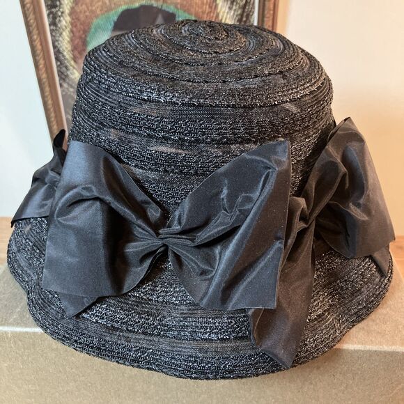 Betmar Black Straw Hat Womens Bow Accent Made in Italy Fashion Sun Hat main image 12